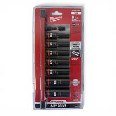 MILWAUKEE 49-66-7024 SHOCKWAVE 3/8 Drive 8pc Deep SAE Impact Sockets